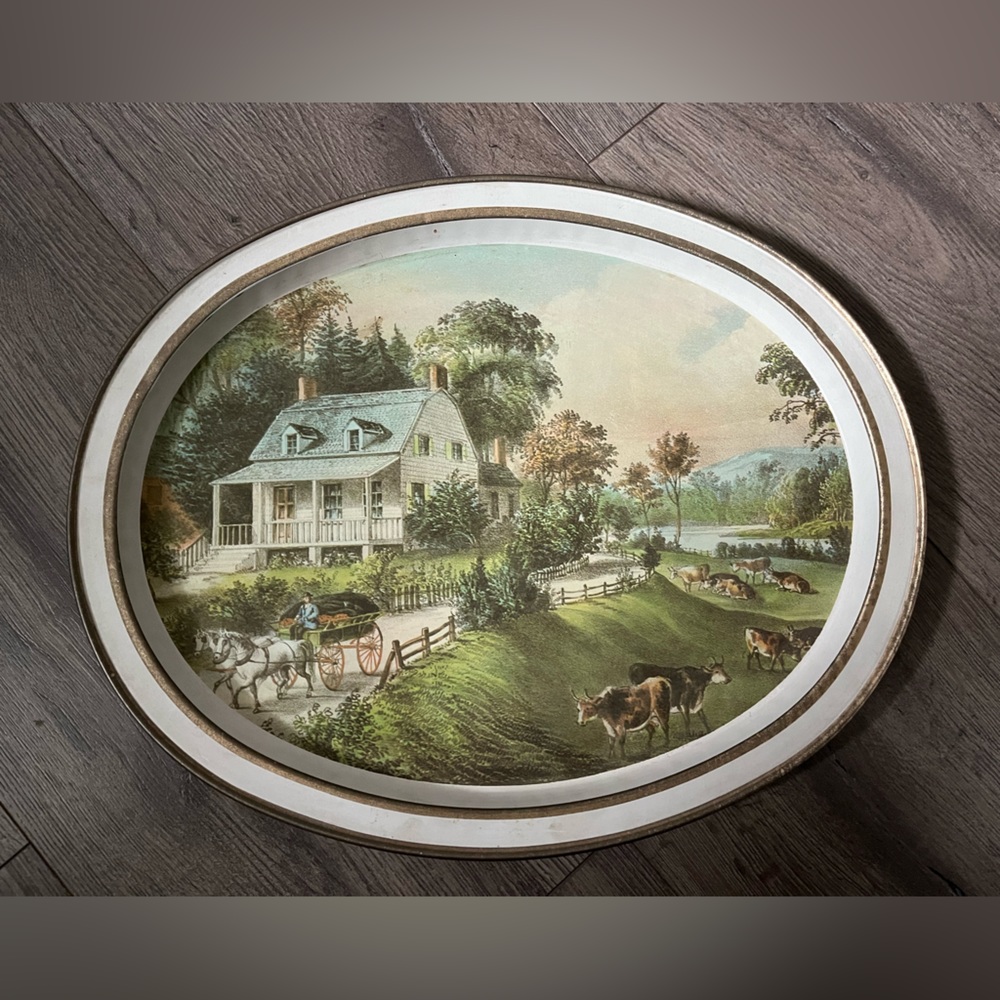 Vintage 1868 Currier and Ives Platter.